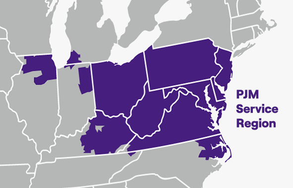 map of PJM service region