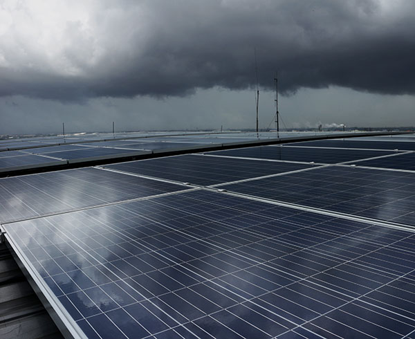 Solar PV Rooftop under Storm Cloud